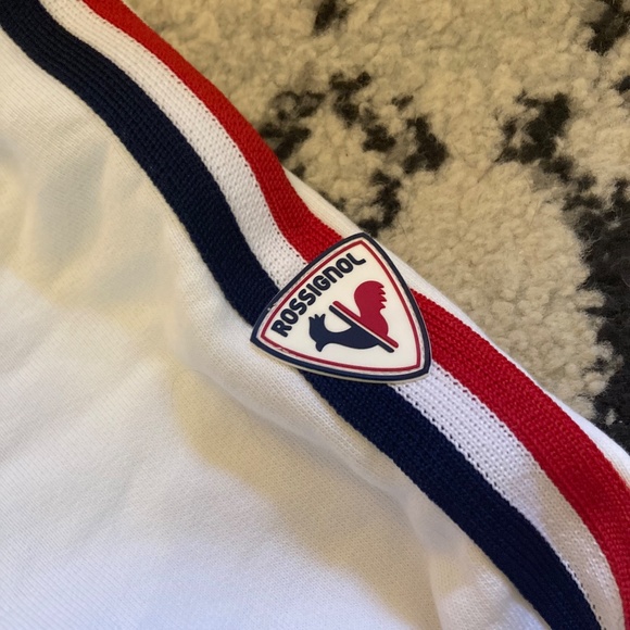 Rossignol Flag Sweatshirt Women's Size M White Pullover Sweater Crew Neck Ski - Picture 3 of 12